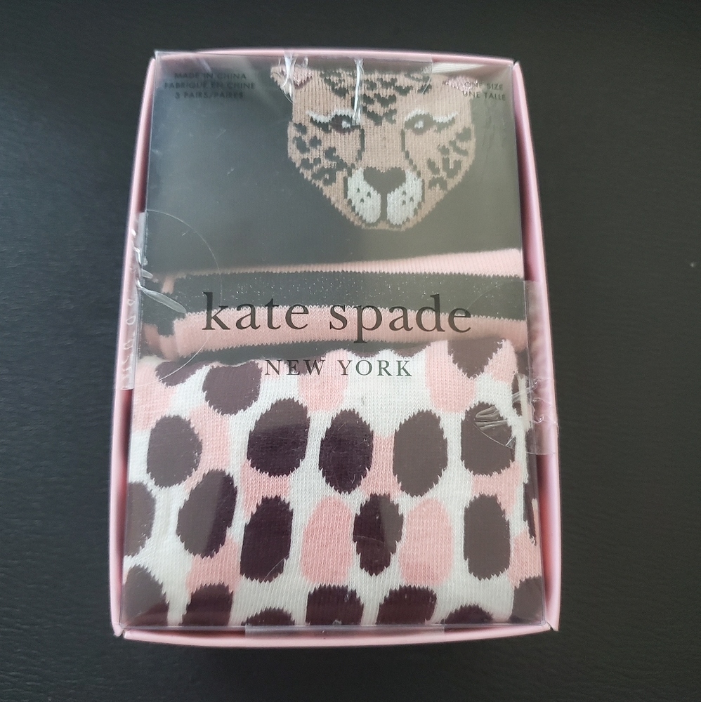 Kate spade cheetah pack of 3 crew socks